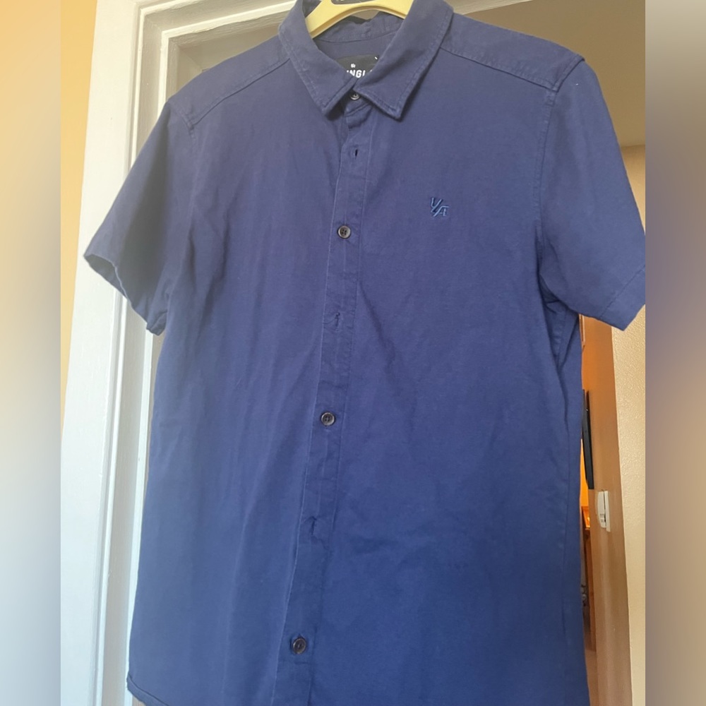 YoungLA, Navy, Medium, Cotton Shortsleeved button up.